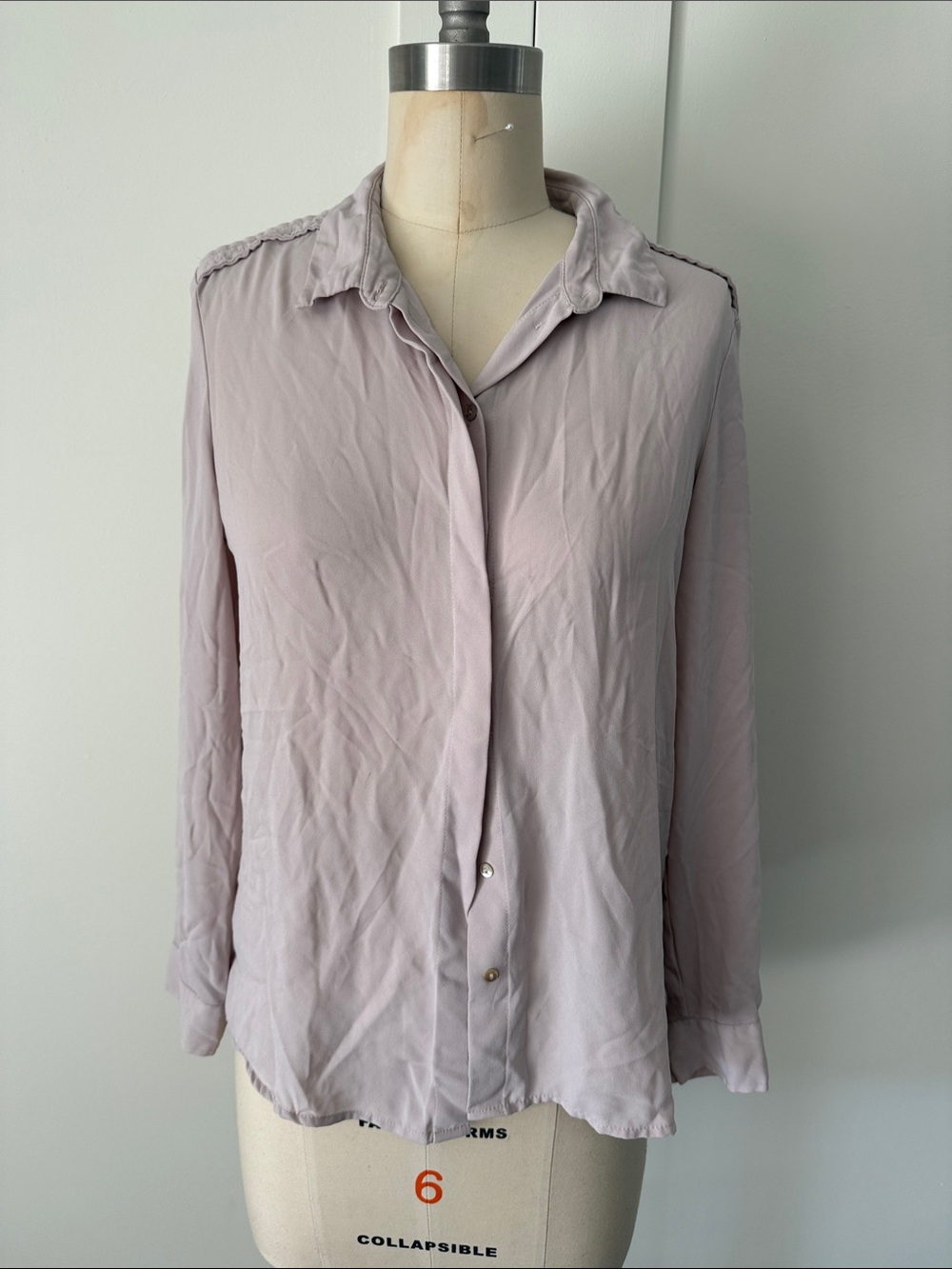 Women's Light Lavender beige Button-Down Shirt - Soft Collared Blouse
